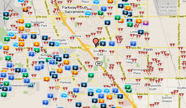 Crime Map For Florin Road, Sacramento, CA (courtesy Crimereports.com ...