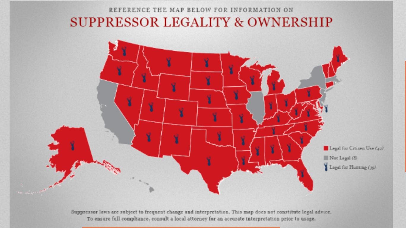 Gun Muffler (Silencer/Suppressor) Status Map of the United States The