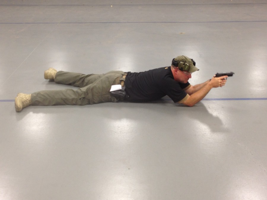 prone pistol firing position