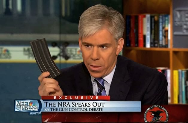 David Gregory with the offending magazine (courtesy seattlepi.com)