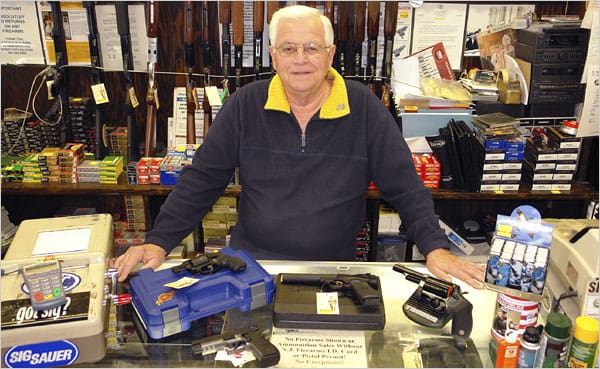 Frank Caso, in his Caso’s Gun-A-Rama in Jersey City. (courtesy nytimes.com)