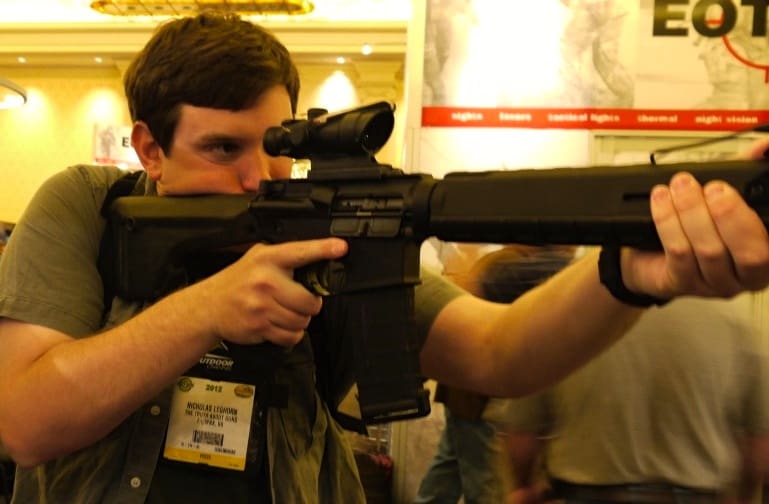 Nick with Magpul MOE fixed stock (courtesy The Truth About Guns)