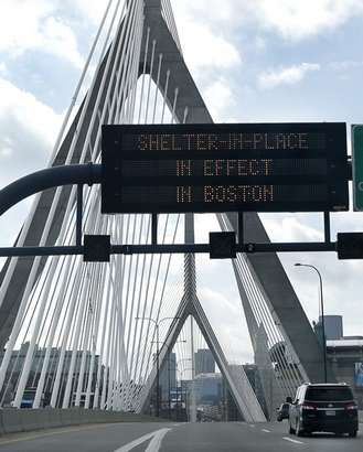 Shelter-in-Place sign in Boston (courtesy jconline.com)