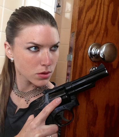 Trick shooter Kirsten Weiss (courtesy The Truth Abotu Guns)