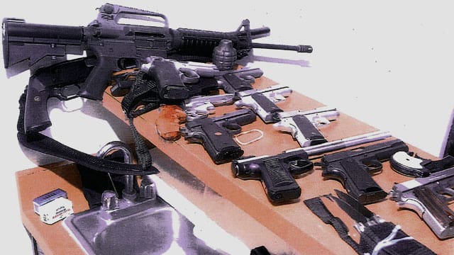 James Whitey Bulger's guns, confoscated when he was caught (courtesy abcnews.go.com)