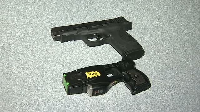 Monroeville police dept. gun and a taser courtesy www.wtae.com