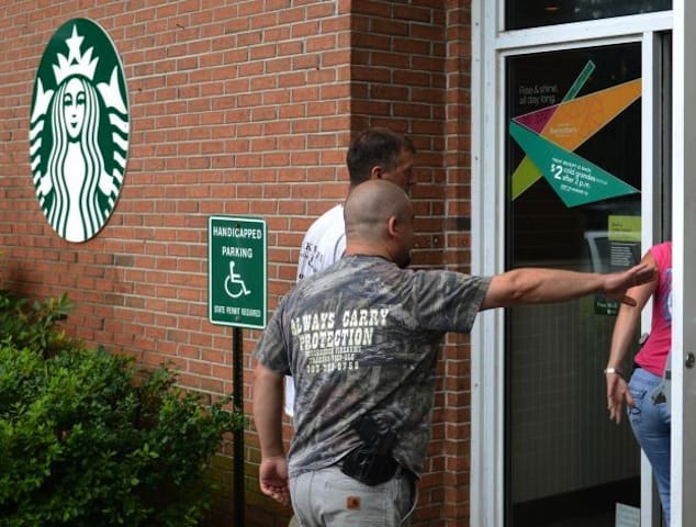 Open Carry Starbucks (courtesy newstimes.com)