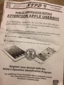 NYPD iPhone flyer