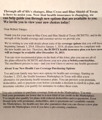 Blue Cross policy cancellation letter (courtesy The Truth About Guns)