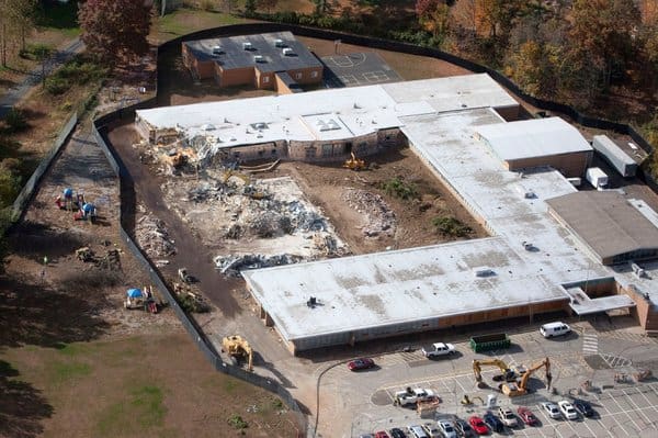Sandy Hook Elementary School demolition (courtesy nytimes.com)