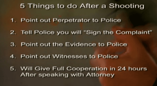 Massad Ayoob's five-point plan for talking to the cops after a defensive gun use. (courtesy gunsandammo.com)
