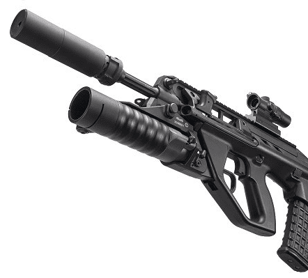 Steyr Mannlicher’s SL40 grenade launcher under EF88 rifle (courtesy ottawacitizen.com)