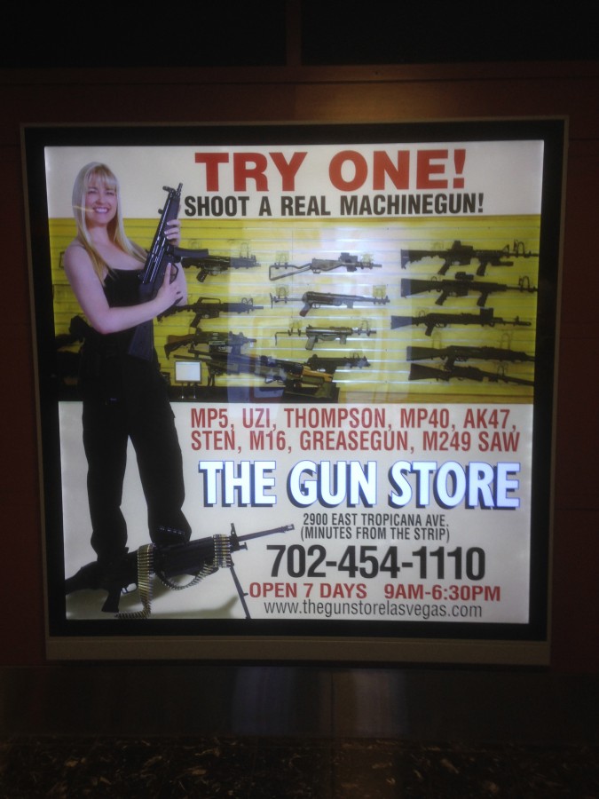The Gun Store machine gun ad at Las Vegas Airport (courtesy The Truth About Guns)