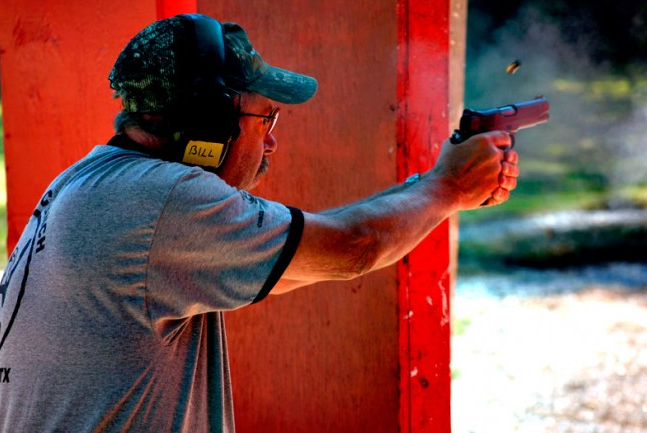 Bill Wilson fires his compact 1911 carry gun. Well, I'm guessing. (courtesy wilsoncombat.com)