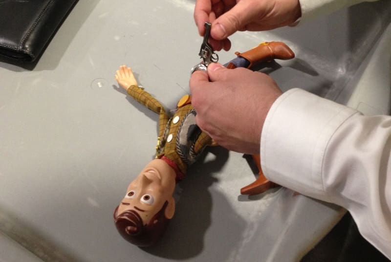 Woody toy at Heathrow airport security courtesy reddit.com