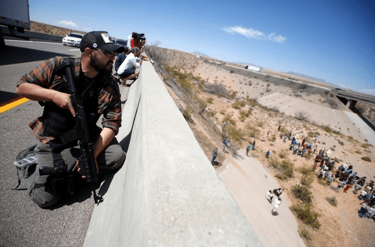 Confrontation outside the Bundy Ranch in Nevada (courtesy nytimes.com)