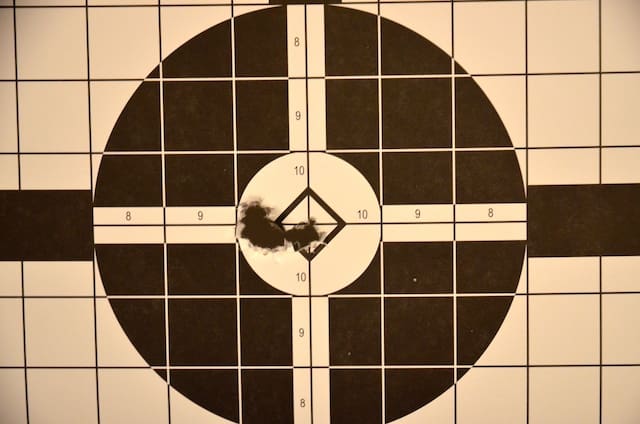 Target for Roberts Defense Supergrade Pro 1911 at 15 yards, Winchester White Box