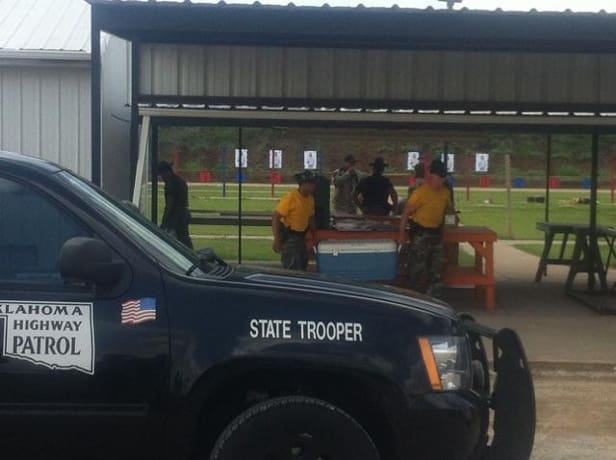 OK highway patrol shooting range (the wounded men are not in the cooler) (courtesy koco.com)