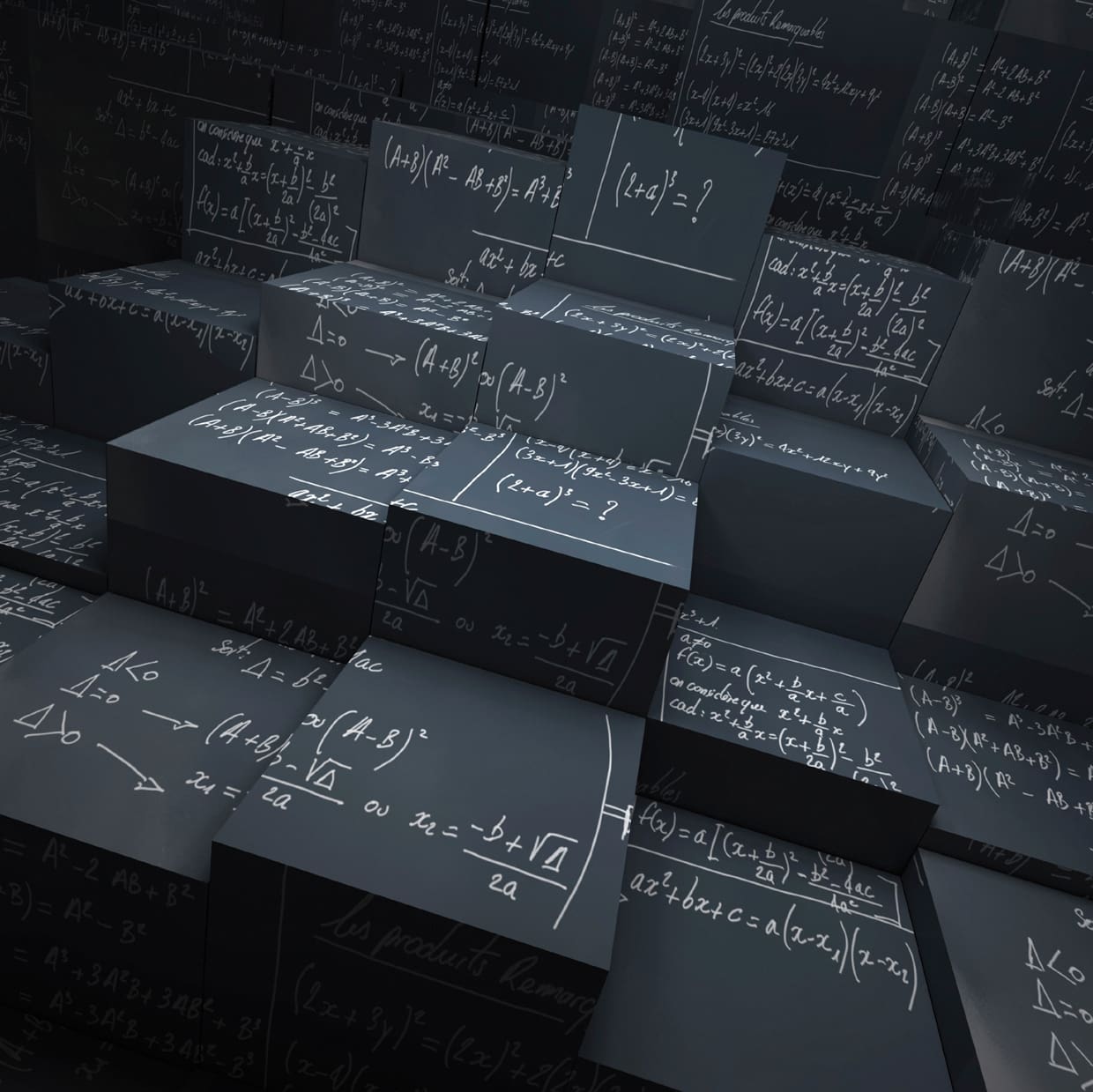 Blackboard blocks with maths formulae
