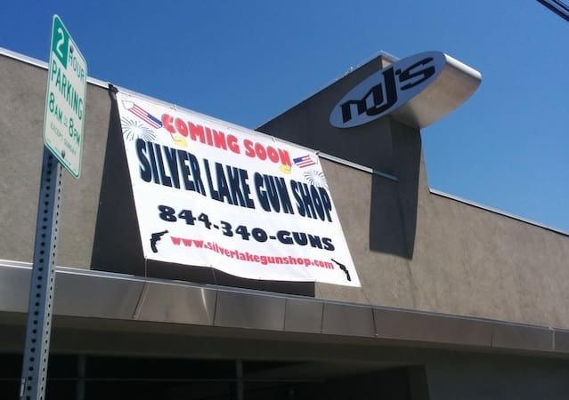 Coming soon! Silver Lake Gun Shop! Or not . . . (courtesy laist.com)