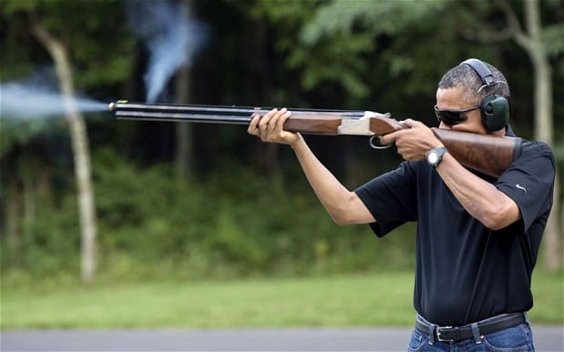 President Obama shooting ported shotgun (courtesy telegraph.co.uk)