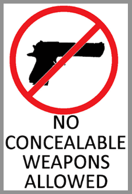 South Carolina's legal "no guns allowed" sign (courtesy taurusarmed.net)