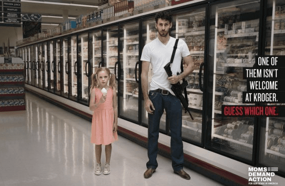 Moms Demand Action for Gun Sense in America's anti-open carry ad (courtesy huffingtonpost.com)