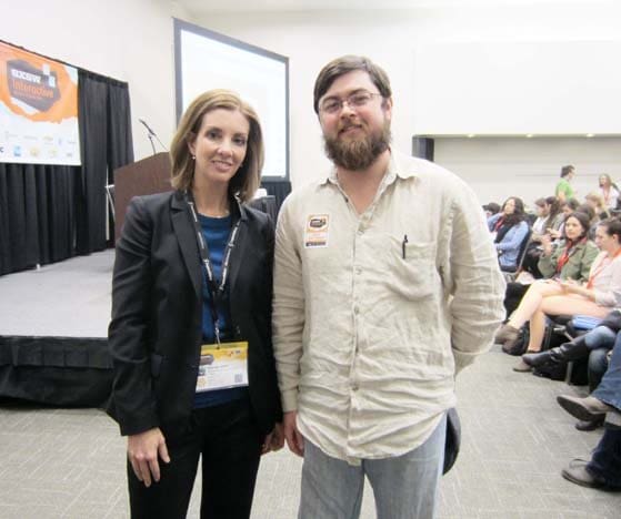Shannon Watts with TTAG writer Alan James (courtesy The Truth About Guns)