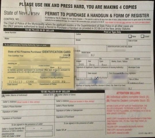 NJ FID card and purchase permit (courtesy blairstownpolice.org)