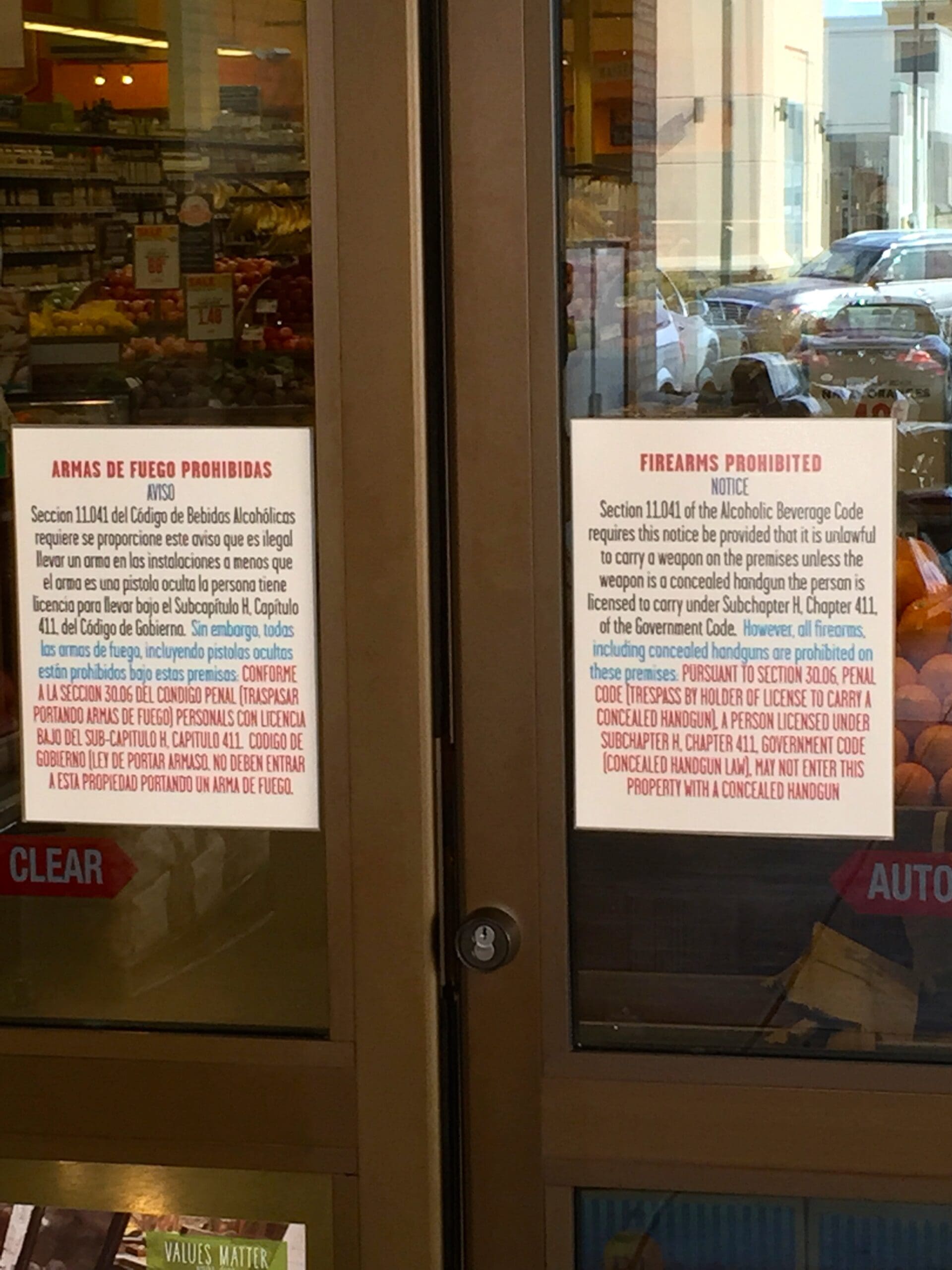 Whole Foods concealed carry sign (courtesy The Truth About Guns)