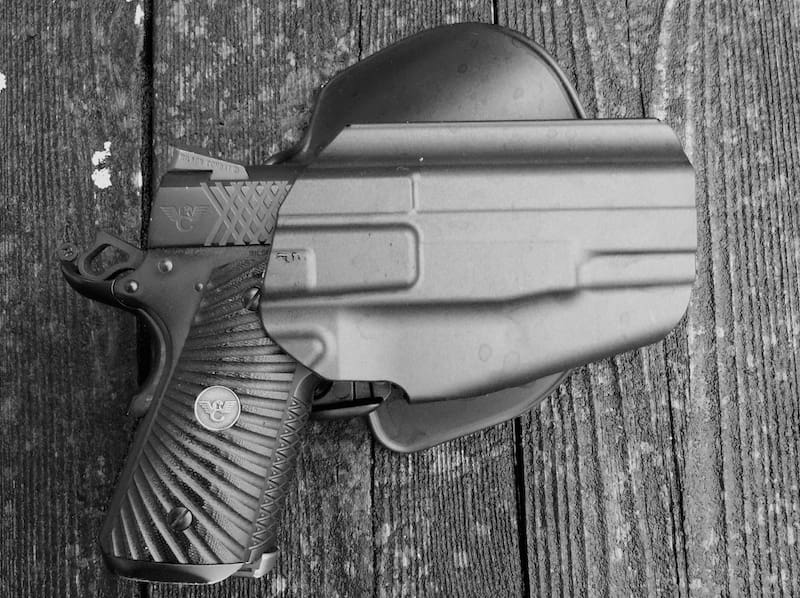 Wilson Combat X-TAC Compact in a Safariland 579 GLS Level II retention holster (courtesy The Truth About Guns)