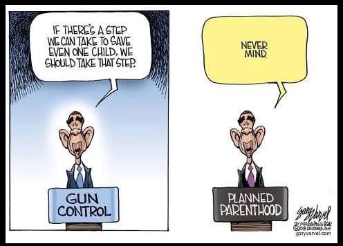 Gun control vs. abortion cartoon