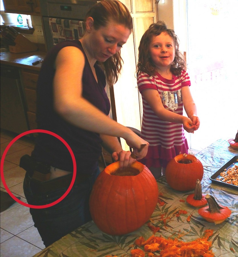 Sara T. armed pumpkin carving (courtesy The Truth About Guns)
