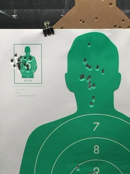 Springfield XD Mod.2 at 10 yards, double taps (head) aimed fire (small silhoutte) (courtesy The Truth About Guns)