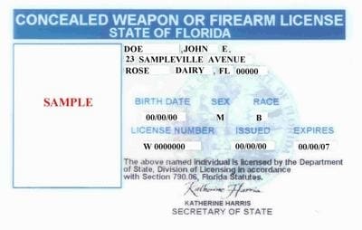 Florida concealed carry license (courtesy legallyarmed.com)