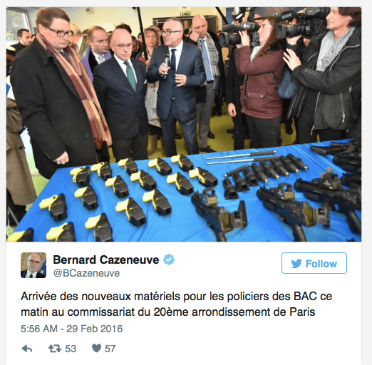 New guns for the French flics in the 20th arrondissement (courtesy news.vice.com) 