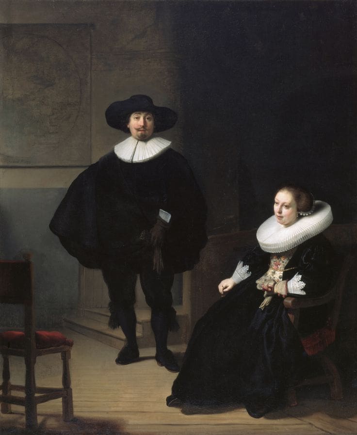 A lady and gentleman in black *oil on canvas *131.6 x 109 cm *inscribed b.: Rembrandt.ft: 1633