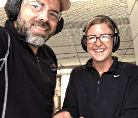 Chuck Rossi takes a selfie at gun range with Facebook administrative assistant Jamie Tolen. Rossi, a director of engineering at Facebook, is an avid shooter and has trained hundreds of his colleagues how to shoot pistols. (caption and photo courtesy forbes.com)
