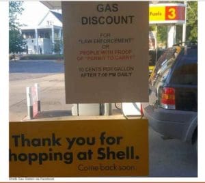 Discount for Carry Permit Shell gas MN 2016