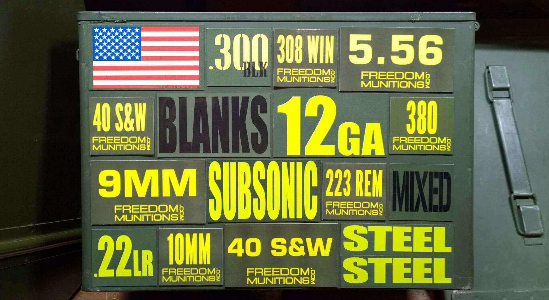 SUBSONIC Ammo Can Decals Ammunition Ammo Can Labels 3"x1.15" Vinyl 4 pack WT 