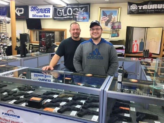 Jared Fulton and son Dave at Freedom Firearms in Battle Creek, MI