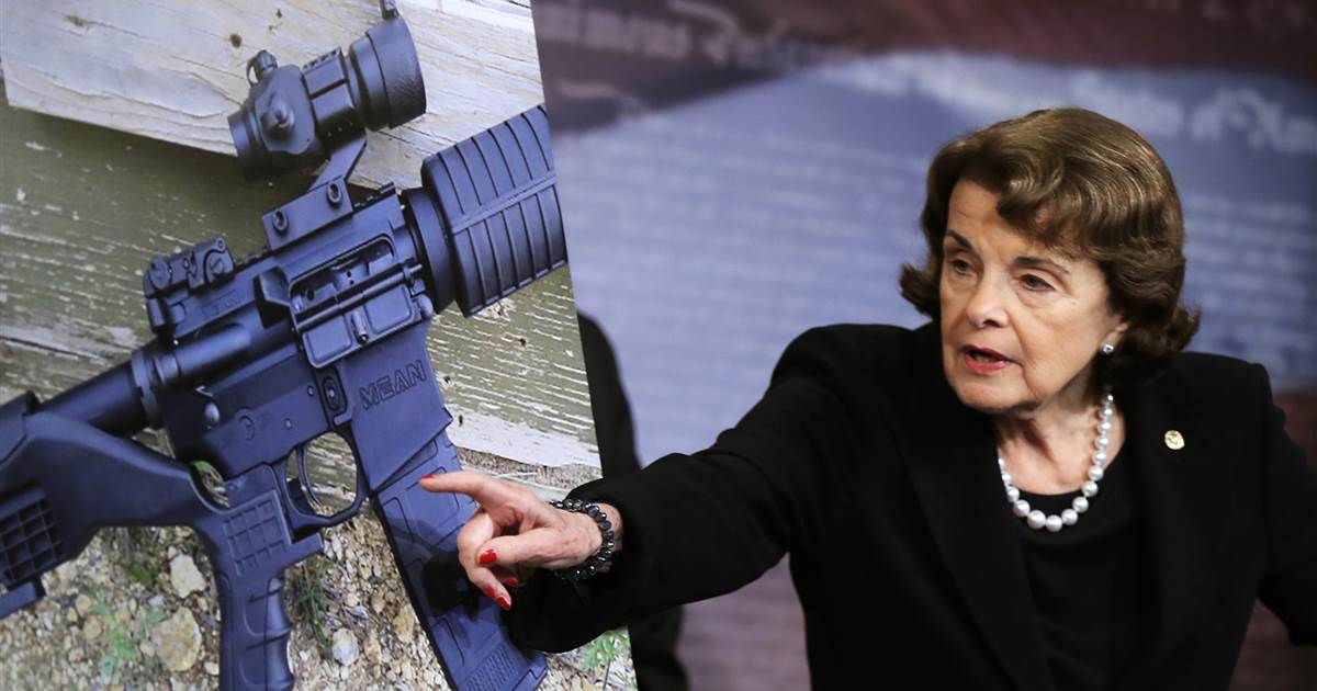 Senator Diane Feinstein doing what she does best...try to take away Americans' guns. courtesy https://www.nbcnews.com