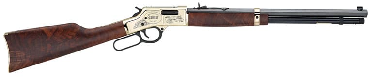 The Anniversary Edition Big Boy rifles feature highly-detailed engraved brass receivers boasting the brand’s motto, “Made in America or Not Made at All.” The stocks are hand-selected AAA Presentation grade American Walnut.