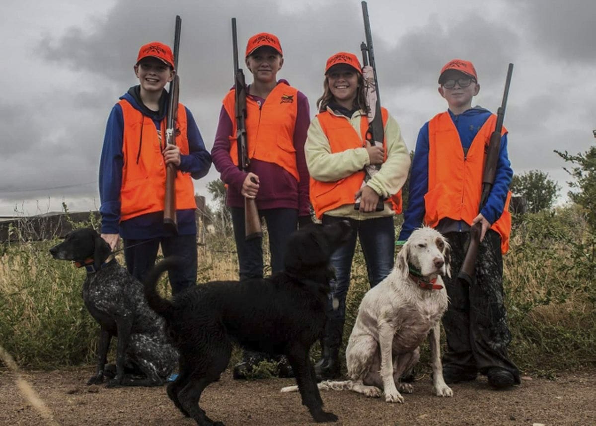 Youth hunters on their first pheasant hunt. 