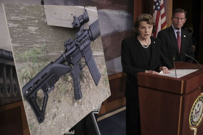 Diane Feinstein won't settle for regulation. She wants to ban sales and ownership of bump fire stocks. 