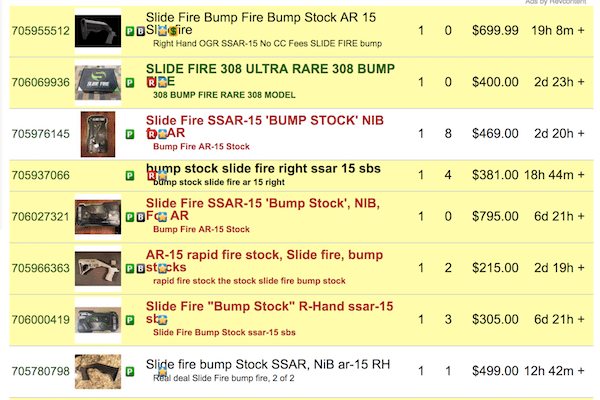 Bump fire stock listings on gunbroker.com