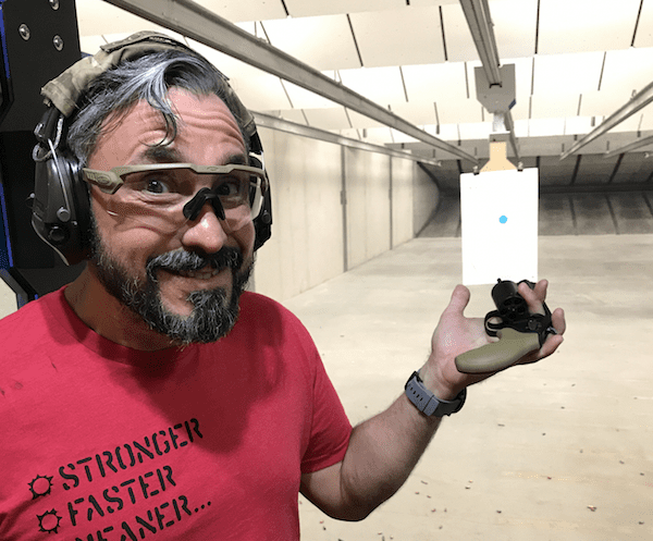 Jeff Gonzales at The Range at Austin holding the Smith & Wesson Model 360 Airweight revolver (courtesy thetruthaboutguns.com)