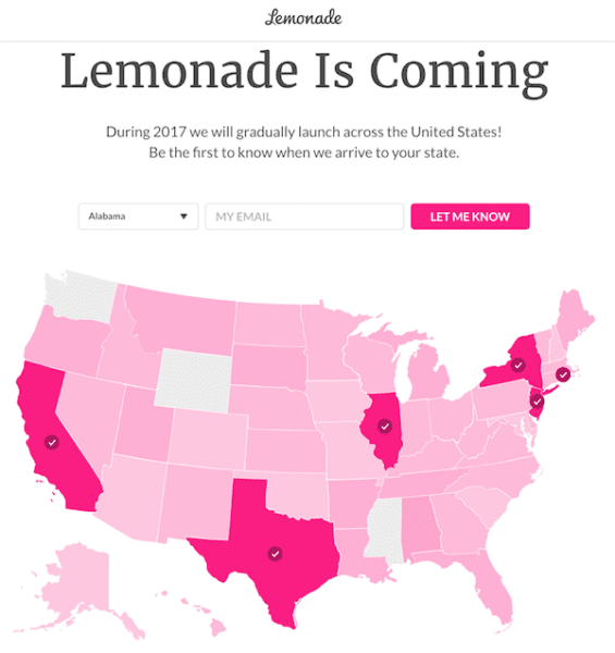 Lemonade insurance is coming! (courtesy lemonade.com)
