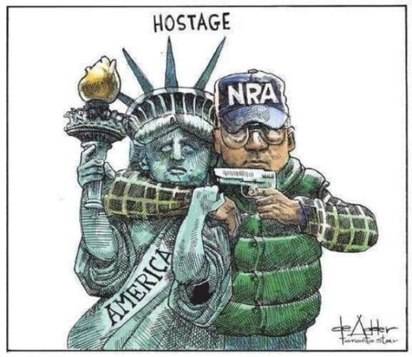 NRA holds America hostage (courtesy crooksandliars.com)