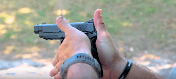 Mike Seeklander demonstrates how to build a proper handgun grip (courtesy youtube.com)